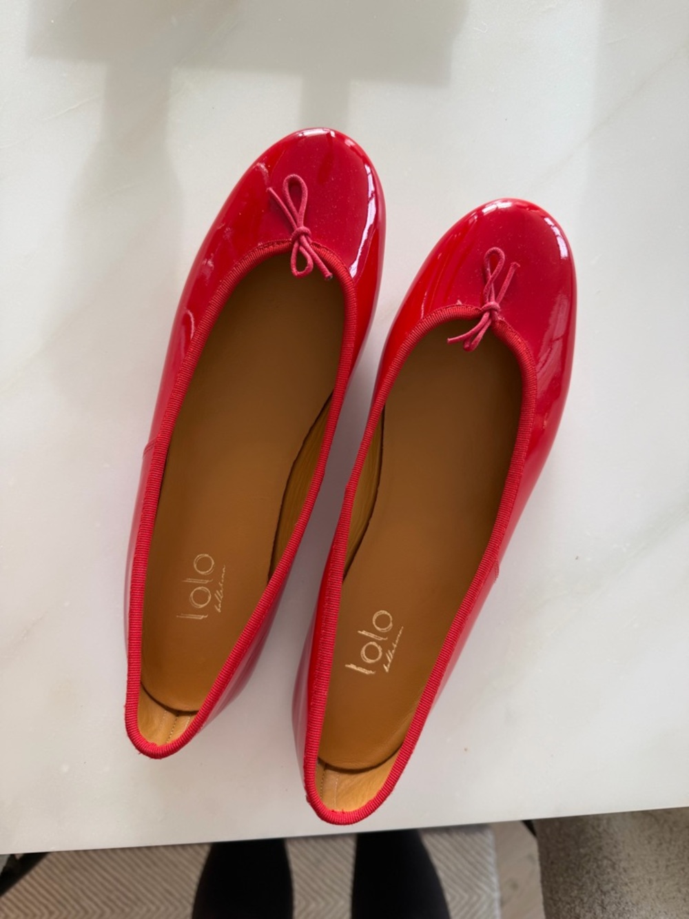 Lolo Ballerina Red Patent Ballet Flats - Classic Women's Slip-On EU42
